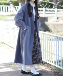 バックデザイン タック バルーンスリーブ ロング コート