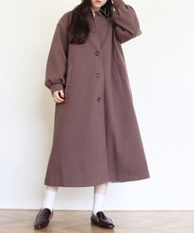 バックデザイン タック バルーンスリーブ ロング コート