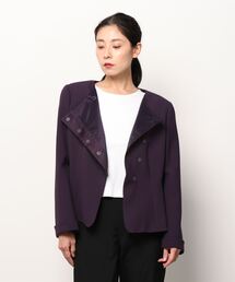 エンポリオアルマー二 ノーカラー アシンメトリー ゴム引き ジャケット EMPORIO ARMANI（エンポリオアルマーニ）の「【エンポリオ アルマーニ
