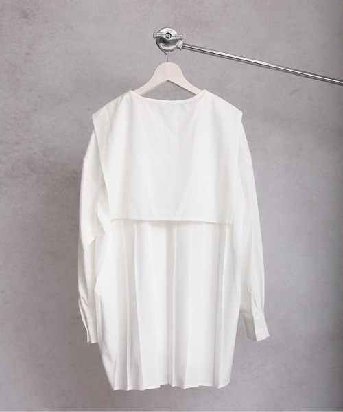 ap retro(アプレトロ)の「【選べる】バックプリーツバンドカラーシャツ 襟付き(シャツ/ブラウス・レディース・ホワイト/ブラック/ベージュ/アイボリー/ブルー系その他/ブラック系その他/ベージュ系その他/ブラック系その他2・FREE)」の9枚目の写真