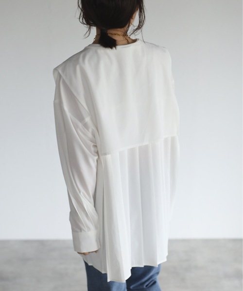 ap retro(アプレトロ)の「【選べる】バックプリーツバンドカラーシャツ 襟付き(シャツ/ブラウス・レディース・ホワイト/ブラック/ベージュ/アイボリー/ブルー系その他/ブラック系その他/ベージュ系その他/ブラック系その他2・FREE)」の22枚目の写真