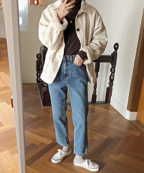 Girly Doll（ガーリードール）の「内側ボアジャケットアウター（ブルゾン・レディース・オフホワイト/モカ・M/L）」の13枚目の写真