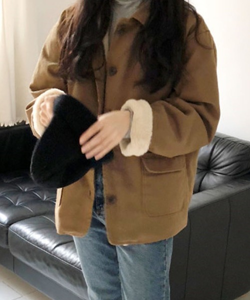 Girly Doll（ガーリードール）の「内側ボアジャケットアウター（ブルゾン・レディース・オフホワイト/モカ・M/L）」の14枚目の写真