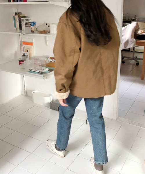 Girly Doll（ガーリードール）の「内側ボアジャケットアウター（ブルゾン・レディース・オフホワイト/モカ・M/L）」の4枚目の写真