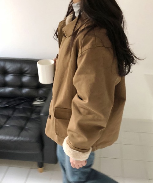 Girly Doll（ガーリードール）の「内側ボアジャケットアウター（ブルゾン・レディース・オフホワイト/モカ・M/L）」の6枚目の写真