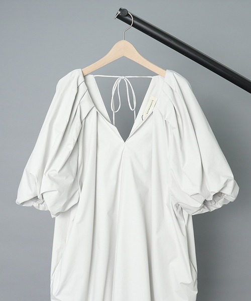 TUCKED COCOON DRESS IN EGGPLANT – SAYAKA DAVIS NEW YORK