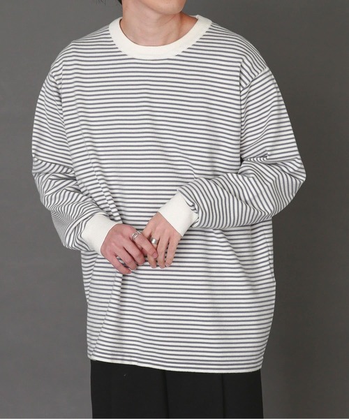 SENSE OF PLACE by URBAN RESEARCH（センスオブプレイスバイアーバンリサーチ）の「ボーダーストレッチクルーネックセーター（ニット/セーター・メンズ・ブラック/ネイビー/ブルー系その他・MEDIUM/LARGE）」の3枚目の写真