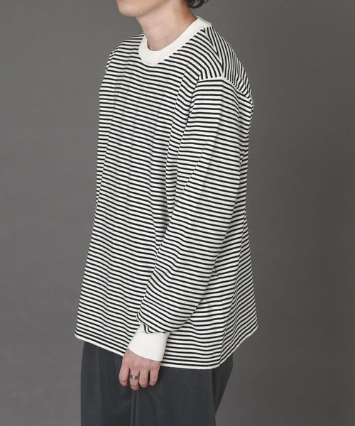 SENSE OF PLACE by URBAN RESEARCH（センスオブプレイスバイアーバンリサーチ）の「ボーダーストレッチクルーネックセーター（ニット/セーター・メンズ・ブラック/ネイビー/ブルー系その他・MEDIUM/LARGE）」の2枚目の写真