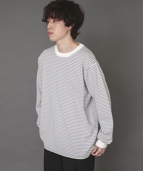 SENSE OF PLACE by URBAN RESEARCH（センスオブプレイスバイアーバンリサーチ）の「ボーダーストレッチクルーネックセーター（ニット/セーター・メンズ・ブラック/ネイビー/ブルー系その他・MEDIUM/LARGE）」の7枚目の写真