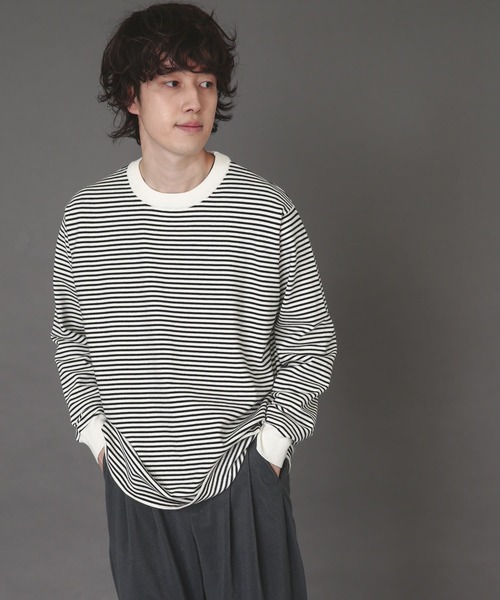 SENSE OF PLACE by URBAN RESEARCH（センスオブプレイスバイアーバンリサーチ）の「ボーダーストレッチクルーネックセーター（ニット/セーター・メンズ・ブラック/ネイビー/ブルー系その他・MEDIUM/LARGE）」の9枚目の写真