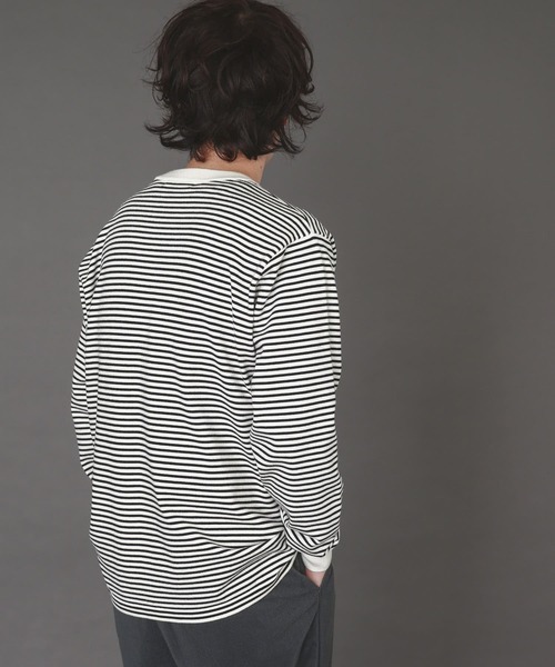 SENSE OF PLACE by URBAN RESEARCH（センスオブプレイスバイアーバンリサーチ）の「ボーダーストレッチクルーネックセーター（ニット/セーター・メンズ・ブラック/ネイビー/ブルー系その他・MEDIUM/LARGE）」の10枚目の写真