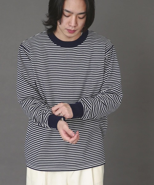 SENSE OF PLACE by URBAN RESEARCH（センスオブプレイスバイアーバンリサーチ）の「ボーダーストレッチクルーネックセーター（ニット/セーター・メンズ・ブラック/ネイビー/ブルー系その他・MEDIUM/LARGE）」の16枚目の写真