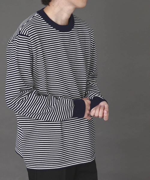 SENSE OF PLACE by URBAN RESEARCH（センスオブプレイスバイアーバンリサーチ）の「ボーダーストレッチクルーネックセーター（ニット/セーター・メンズ・ブラック/ネイビー/ブルー系その他・MEDIUM/LARGE）」の19枚目の写真