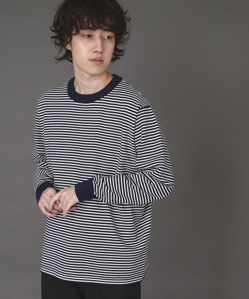 SENSE OF PLACE by URBAN RESEARCH（センスオブプレイスバイアーバンリサーチ）の「ボーダーストレッチクルーネックセーター（ニット/セーター・メンズ・ブラック/ネイビー/ブルー系その他・MEDIUM/LARGE）」の20枚目の写真