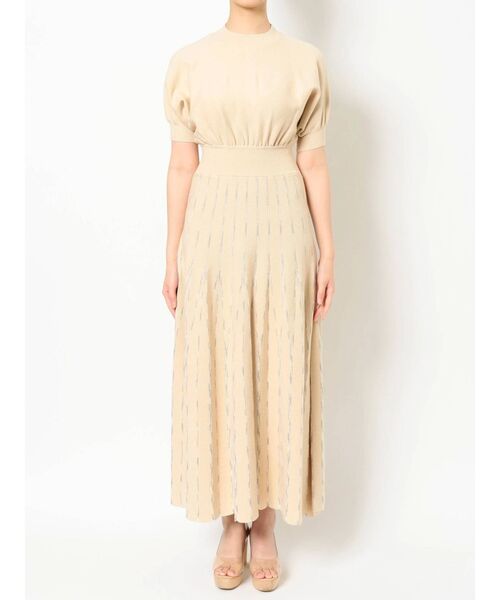 LAGUNAMOON（ラグナムーン）の「ミックスカラーパターンニットワンピース（ワンピース・レディース・ライトグレー/オレンジ/クリーム・SMALL/MEDIUM）」の4枚目の写真