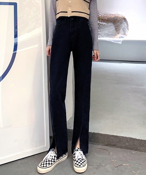 LUGG NAGG(ラグナグ)の「スリット入り ハイウエスト ストレート スキニー フレアパンツ レディース(その他パンツ・レディース・ブラック・SMALL/X-LARGE/LARGE/MEDIUM)」の2枚目の写真