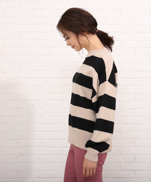 SHOO・LA・RUE（シューラルー）の「◆もちもちボーダーニット（ニット/セーター・レディース・ベージュ系その他2/ブラック系2/ブルー系7/ライトイエロー系3・00）」の9枚目の写真