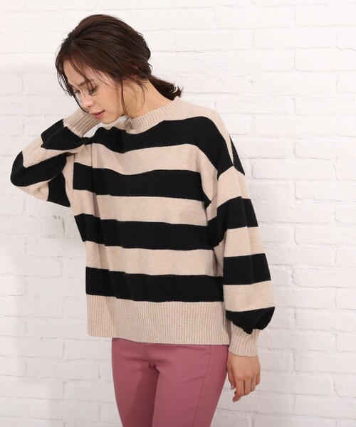 SHOO・LA・RUE（シューラルー）の「◆もちもちボーダーニット（ニット/セーター・レディース・ベージュ系その他2/ブラック系2/ブルー系7/ライトイエロー系3・00）」の11枚目の写真