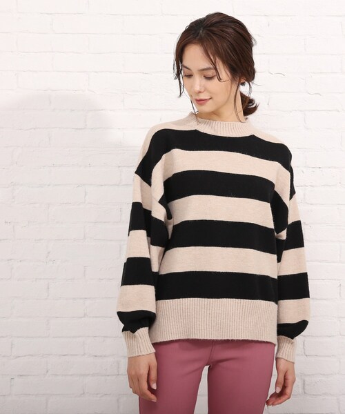 SHOO・LA・RUE（シューラルー）の「◆もちもちボーダーニット（ニット/セーター・レディース・ベージュ系その他2/ブラック系2/ブルー系7/ライトイエロー系3・00）」の7枚目の写真