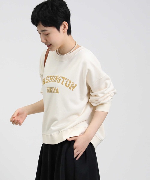 HONEYSUCKLE ROSE（ハニーサックルローズ）の「【HONEYSUCKLE ROSE】カレッジショートクルースウェット（スウェット・レディース・オフホワイト/ダークグレー/ピンク・M/L）」の21枚目の写真