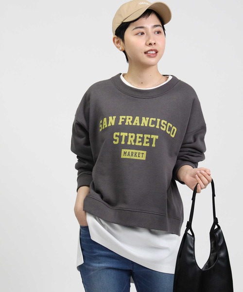 HONEYSUCKLE ROSE（ハニーサックルローズ）の「【HONEYSUCKLE ROSE】カレッジショートクルースウェット（スウェット・レディース・オフホワイト/ダークグレー/ピンク・M/L）」の18枚目の写真