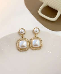 LAC-VERT | レトロスクエアパールピアス(ピアス(両耳用))