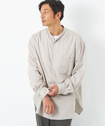 green label relaxing | TR ストライプ ルーズ バンドカラー シャツ(シャツ/ブラウス)