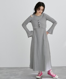 【一部直営店舗・WEB限定】ショートカーディガンコンビワッフルワンピース