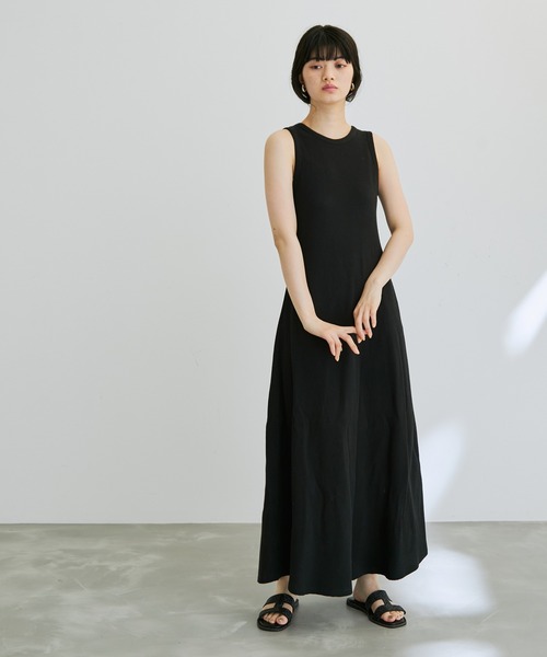 ADAM ET ROPE'（アダムエロペ）の「【一部直営店舗・WEB限定】ショートカーディガンコンビワッフルワンピース（ワンピース・レディース・ブラック/ベージュ系その他・FREE）」の6枚目の写真