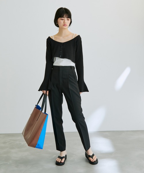 ADAM ET ROPE'（アダムエロペ）の「【一部直営店舗・WEB限定】ショートカーディガンコンビワッフルワンピース（ワンピース・レディース・ブラック/ベージュ系その他・FREE）」の7枚目の写真