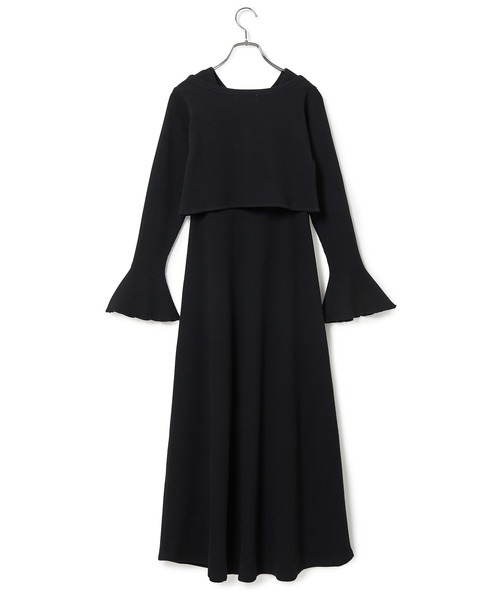 ADAM ET ROPE'（アダムエロペ）の「【一部直営店舗・WEB限定】ショートカーディガンコンビワッフルワンピース（ワンピース・レディース・ブラック/ベージュ系その他・FREE）」の11枚目の写真