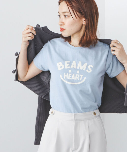 BEAMS HEART（ビームスハート）の「スマイル ロゴTシャツ〈WOMEN〉 24SS（Tシャツ/カットソー・レディース・ケリーグリーン/ネイビー/オフホワイト/サックスブルー/パープル系その他4・FREE/MEDIUM/LARGE）」の4枚目の写真