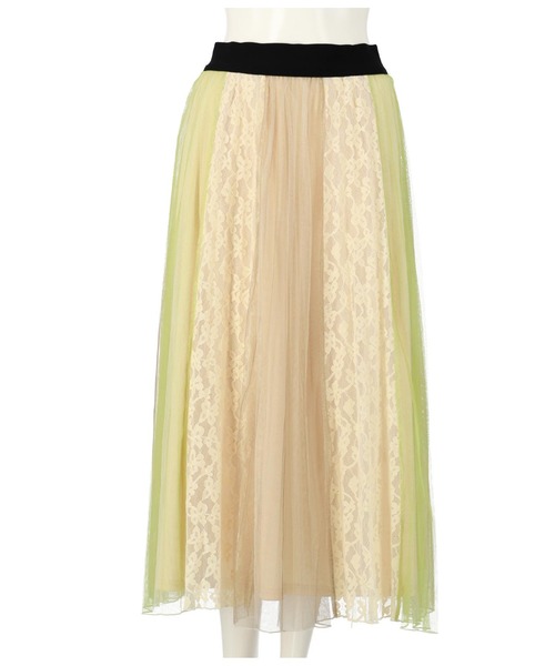 Settimissimo(セッティミッシモ)の「チュール×レースブロッキングフレアスカート(スカート・レディース・ブルー/グリーン・M)」の6枚目の写真