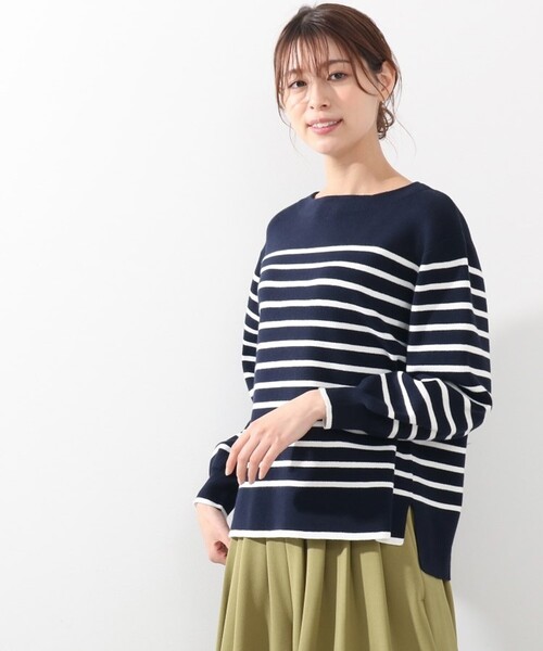 DRESKIP(ドレスキップ)の「◆ガンガン洗える!USAコットンボーダー総針ニット(ニット/セーター・レディース・ブラック系2/ベージュ系その他2/グリーン系その他4/ネイビー系2/ピンク系7/ベージュ系その他5・03/04/02)」の6枚目の写真