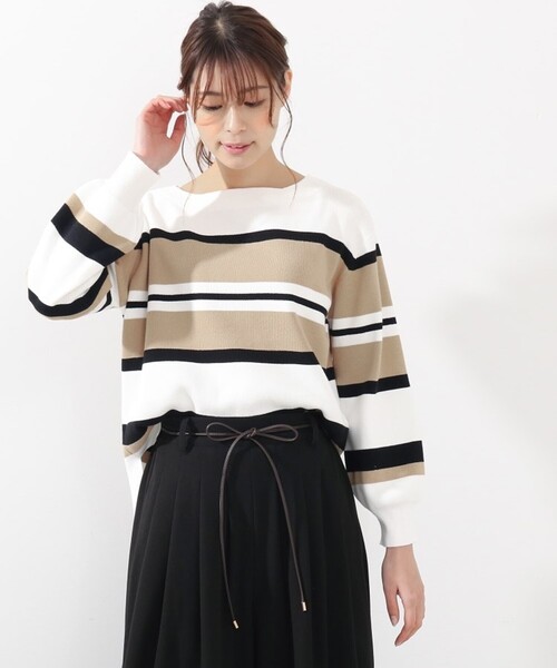 DRESKIP(ドレスキップ)の「◆ガンガン洗える!USAコットンボーダー総針ニット(ニット/セーター・レディース・ブラック系2/ベージュ系その他2/グリーン系その他4/ネイビー系2/ピンク系7/ベージュ系その他5・03/04/02)」の3枚目の写真