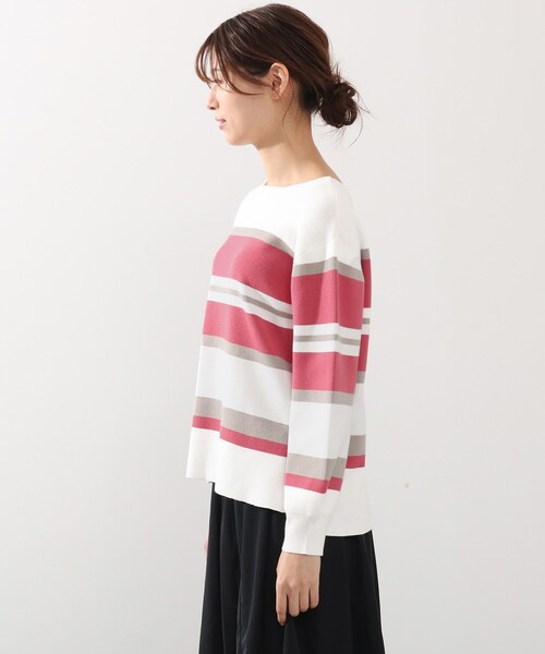 DRESKIP(ドレスキップ)の「◆ガンガン洗える!USAコットンボーダー総針ニット(ニット/セーター・レディース・ブラック系2/ベージュ系その他2/グリーン系その他4/ネイビー系2/ピンク系7/ベージュ系その他5・03/04/02)」の9枚目の写真