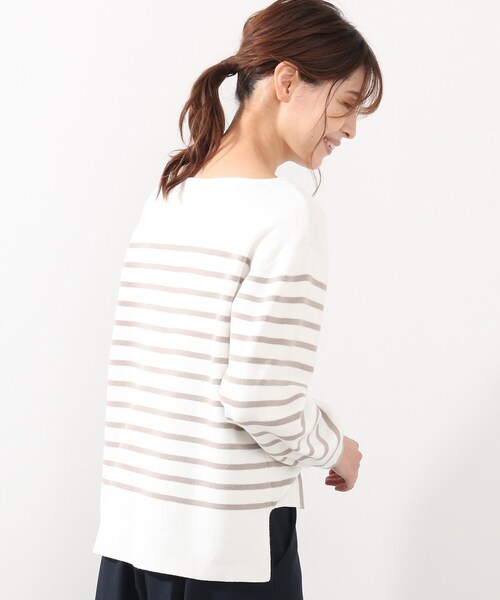 DRESKIP(ドレスキップ)の「◆ガンガン洗える!USAコットンボーダー総針ニット(ニット/セーター・レディース・ブラック系2/ベージュ系その他2/グリーン系その他4/ネイビー系2/ピンク系7/ベージュ系その他5・03/04/02)」の15枚目の写真