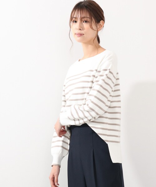 DRESKIP(ドレスキップ)の「◆ガンガン洗える!USAコットンボーダー総針ニット(ニット/セーター・レディース・ブラック系2/ベージュ系その他2/グリーン系その他4/ネイビー系2/ピンク系7/ベージュ系その他5・03/04/02)」の16枚目の写真