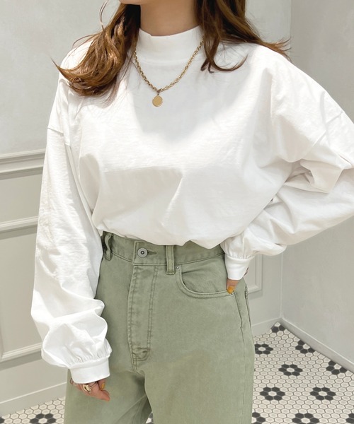 apres jour(アプレジュール)の「モックネックロンT【ZOZOTOWN限定アイテム】(Tシャツ/カットソー・レディース・ライトブルー/ブラック/アイボリー/ピンク/オフホワイト・X-LARGE/フリー)」の8枚目の写真