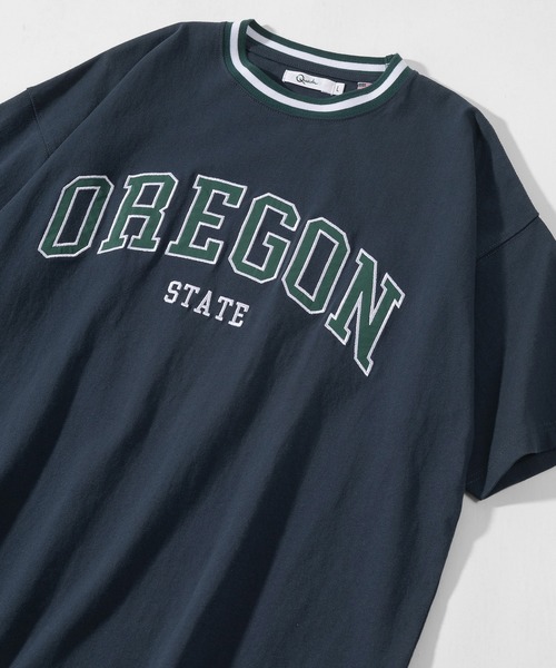 make a ray!（メイク ア レイ！）の「ビッグシルエット カレッジロゴ刺繍 リブラインリンガーTシャツ/ＵSAコットン/MICHIGAN/OREGON/IOWA/OHIO（Tシャツ/カットソー・メンズ・ホワイト/ネイビー/グリーン/ホワイト×グリーン/ホワイト系その他/グリーン系その他/ホワイト×ネイビー/スミクロ/ホワイト系その他2/ホワイト系その他3・M/L/XL）」の10枚目の写真