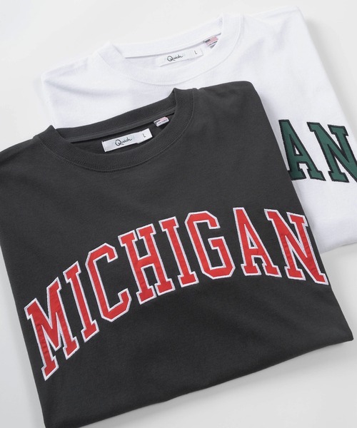 make a ray!（メイク ア レイ！）の「ビッグシルエット カレッジロゴ刺繍 リブラインリンガーTシャツ/ＵSAコットン/MICHIGAN/OREGON/IOWA/OHIO（Tシャツ/カットソー・メンズ・ホワイト/ネイビー/グリーン/ホワイト×グリーン/ホワイト系その他/グリーン系その他/ホワイト×ネイビー/スミクロ/ホワイト系その他2/ホワイト系その他3・M/L/XL）」の7枚目の写真