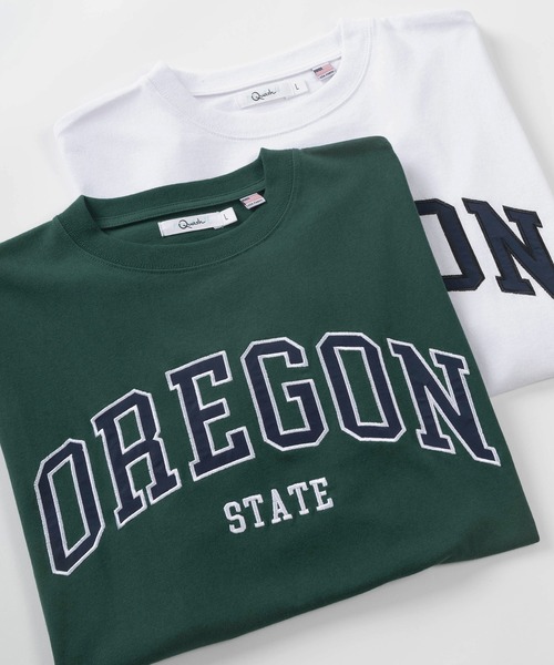make a ray!（メイク ア レイ！）の「ビッグシルエット カレッジロゴ刺繍 リブラインリンガーTシャツ/ＵSAコットン/MICHIGAN/OREGON/IOWA/OHIO（Tシャツ/カットソー・メンズ・ホワイト/ネイビー/グリーン/ホワイト×グリーン/ホワイト系その他/グリーン系その他/ホワイト×ネイビー/スミクロ/ホワイト系その他2/ホワイト系その他3・M/L/XL）」の8枚目の写真