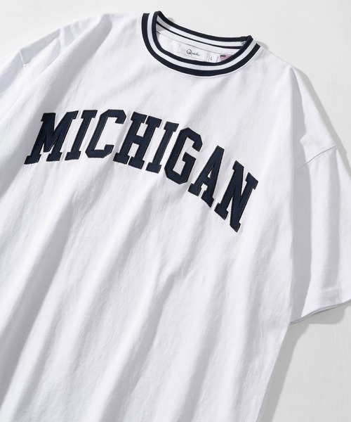 make a ray!（メイク ア レイ！）の「ビッグシルエット カレッジロゴ刺繍 リブラインリンガーTシャツ/ＵSAコットン/MICHIGAN/OREGON/IOWA/OHIO（Tシャツ/カットソー・メンズ・ホワイト/ネイビー/グリーン/ホワイト×グリーン/ホワイト系その他/グリーン系その他/ホワイト×ネイビー/スミクロ/ホワイト系その他2/ホワイト系その他3・M/L/XL）」の5枚目の写真