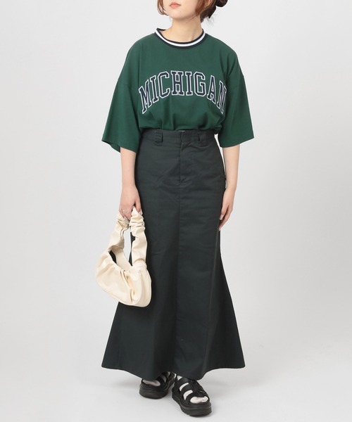 make a ray!（メイク ア レイ！）の「ビッグシルエット カレッジロゴ刺繍 リブラインリンガーTシャツ/ＵSAコットン/MICHIGAN/OREGON/IOWA/OHIO（Tシャツ/カットソー・メンズ・ホワイト/ネイビー/グリーン/ホワイト×グリーン/ホワイト系その他/グリーン系その他/ホワイト×ネイビー/スミクロ/ホワイト系その他2/ホワイト系その他3・M/L/XL）」の13枚目の写真