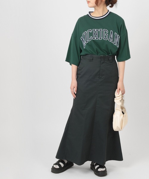 make a ray!（メイク ア レイ！）の「ビッグシルエット カレッジロゴ刺繍 リブラインリンガーTシャツ/ＵSAコットン/MICHIGAN/OREGON/IOWA/OHIO（Tシャツ/カットソー・メンズ・ホワイト/ネイビー/グリーン/ホワイト×グリーン/ホワイト系その他/グリーン系その他/ホワイト×ネイビー/スミクロ/ホワイト系その他2/ホワイト系その他3・M/L/XL）」の14枚目の写真