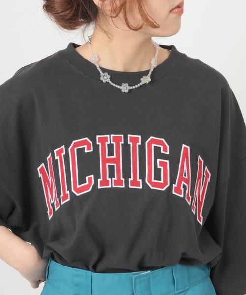 make a ray!（メイク ア レイ！）の「ビッグシルエット カレッジロゴ刺繍 リブラインリンガーTシャツ/ＵSAコットン/MICHIGAN/OREGON/IOWA/OHIO（Tシャツ/カットソー・メンズ・ホワイト/ネイビー/グリーン/ホワイト×グリーン/ホワイト系その他/グリーン系その他/ホワイト×ネイビー/スミクロ/ホワイト系その他2/ホワイト系その他3・M/L/XL）」の20枚目の写真