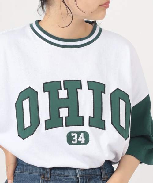 make a ray!（メイク ア レイ！）の「ビッグシルエット カレッジロゴ刺繍 リブラインリンガーTシャツ/ＵSAコットン/MICHIGAN/OREGON/IOWA/OHIO（Tシャツ/カットソー・メンズ・ホワイト/ネイビー/グリーン/ホワイト×グリーン/ホワイト系その他/グリーン系その他/ホワイト×ネイビー/スミクロ/ホワイト系その他2/ホワイト系その他3・M/L/XL）」の22枚目の写真