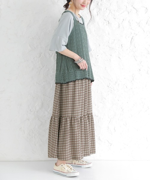 osharewalker（オシャレウォーカー）の「【廃盤】『裏毛×チェック柄ドッキングワンピース』（ワンピース・レディース・ラベンダー/グレイッシュブルー/チャコール・FREE）」の21枚目の写真