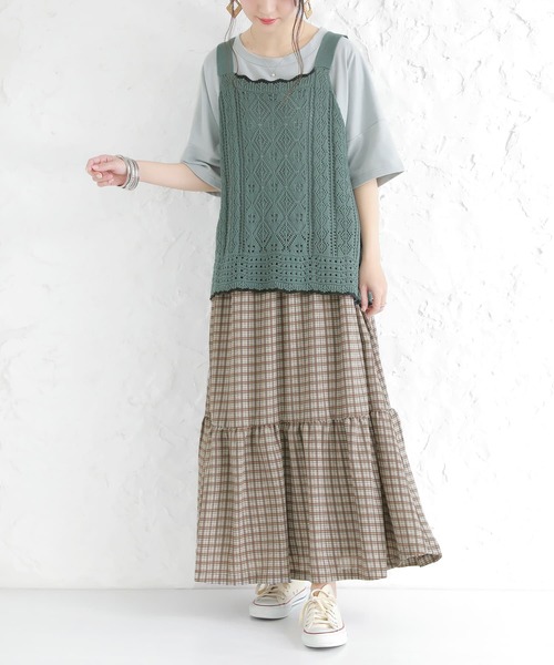 osharewalker（オシャレウォーカー）の「【廃盤】『裏毛×チェック柄ドッキングワンピース』（ワンピース・レディース・ラベンダー/グレイッシュブルー/チャコール・FREE）」の15枚目の写真