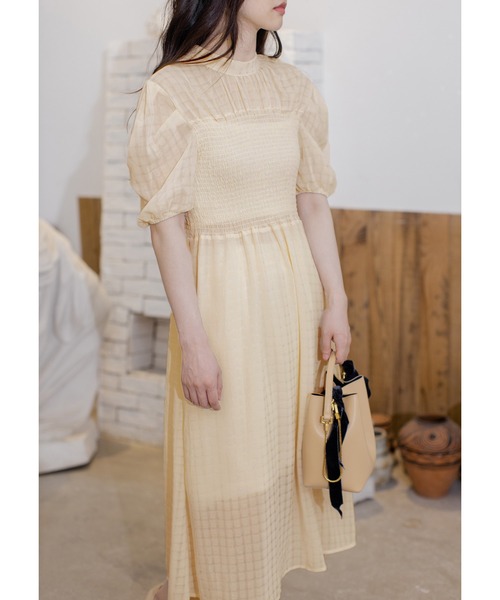 Lemonplet paris シアーチェックワンピース　美品 BLUEEAST ワンピース シアーチェックキャミワンピース